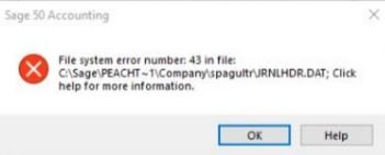 Sage 50 File System Error 43