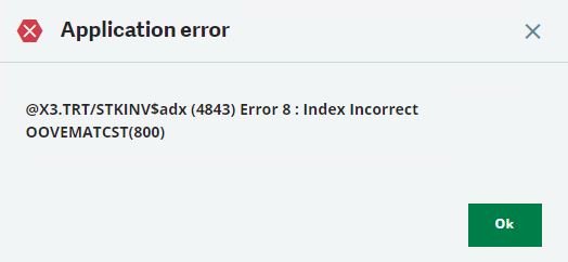 sage error 8: index incorrect oovematcst (800)