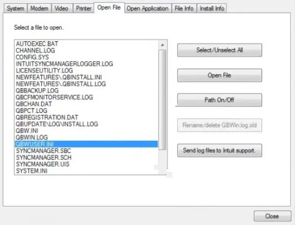 Rename the QBWUSER.ini file