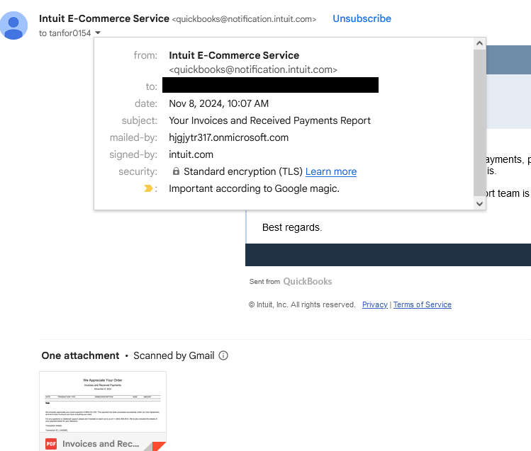scam or fake emails in quickbooks