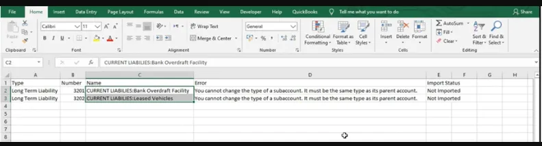 Import Chart of Accounts from Excel to QuickBooks 14