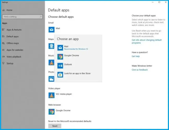 Choose Outlook As Your Default Mail App