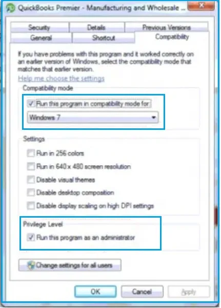 Run QuickBooks In Compatibility Mode