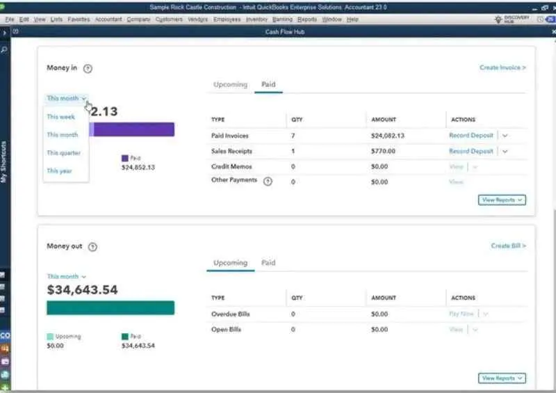 Cash Flow Hub (NEW) feature in QuickBooks Desktop 2023-2